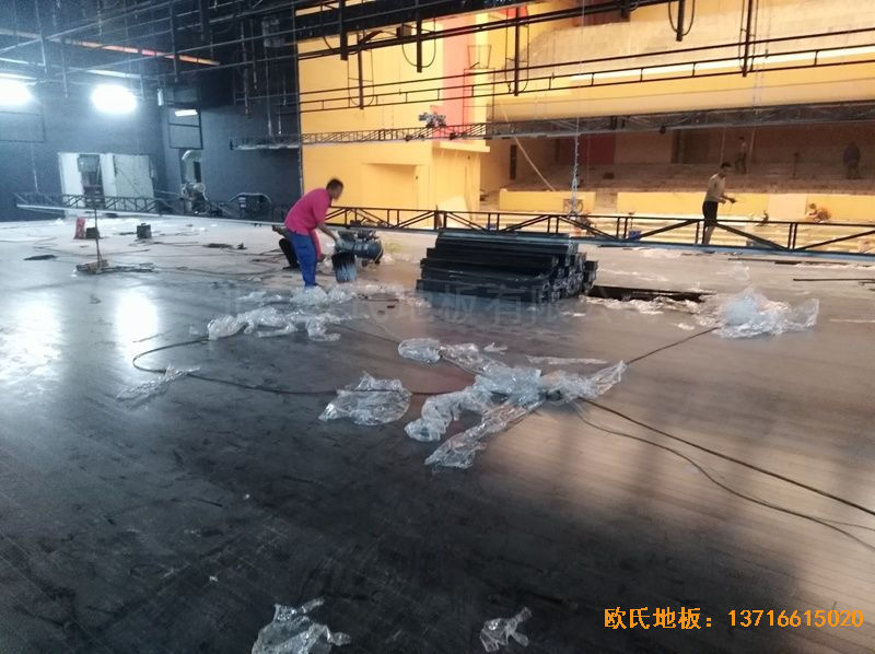 河北廊坊益田同文学校舞台体育木地板铺装案例